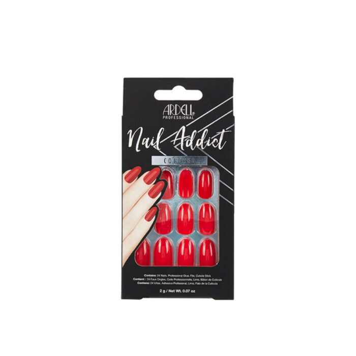 ardell nail addict colored artificial nails cherry red