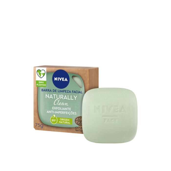 nivea naturally clean anti blemish exfoliating face cleansing bar 75g