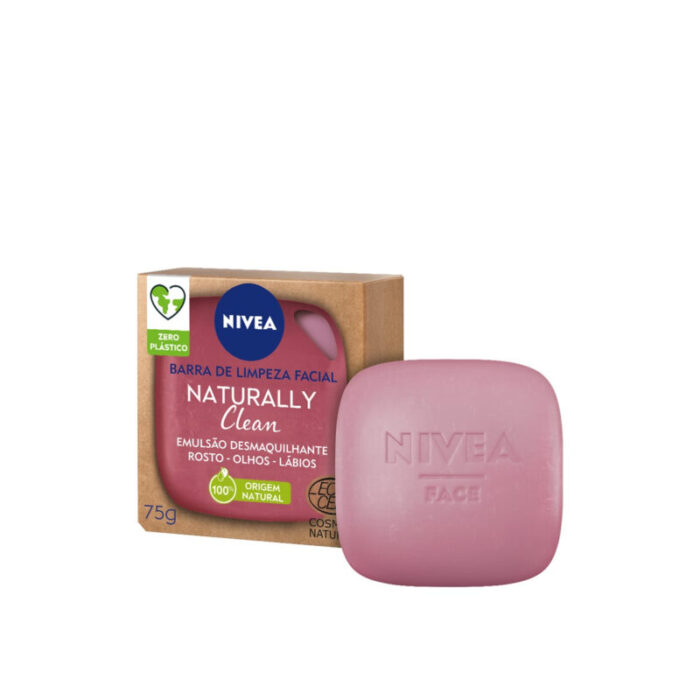 nivea naturally clean make up remover face cleansing bar 75g